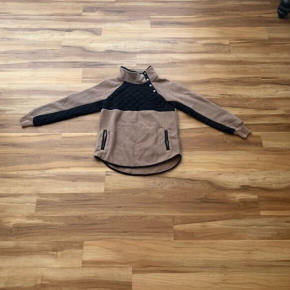 Abercrombie And Fitch Jacket Womens Medium Brown Black Fleece Quilted NWT - Picture 2 of 11